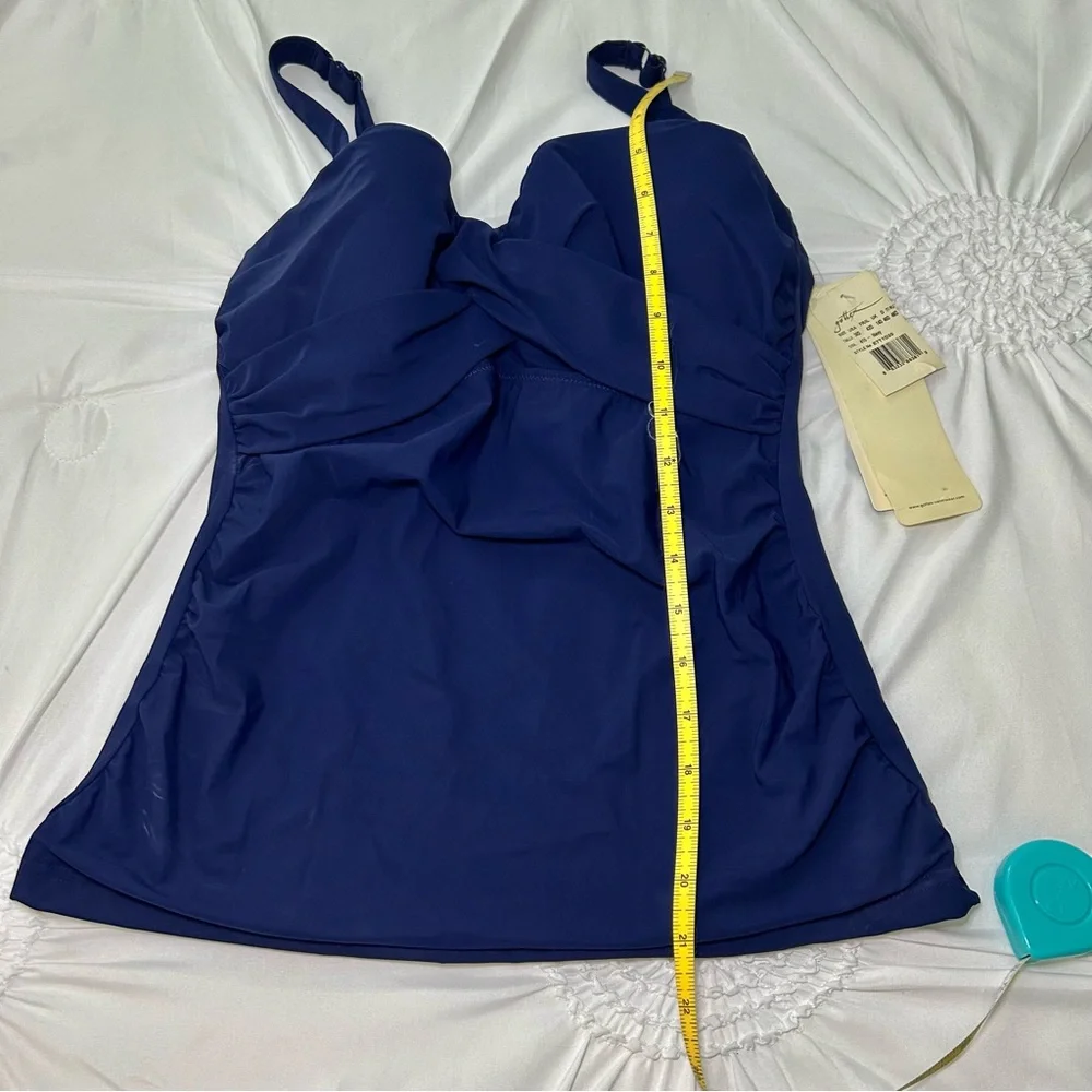 NWT Profile By Gottex Tutti Fruitti Blue Tankini Top Underwire Bra 36D